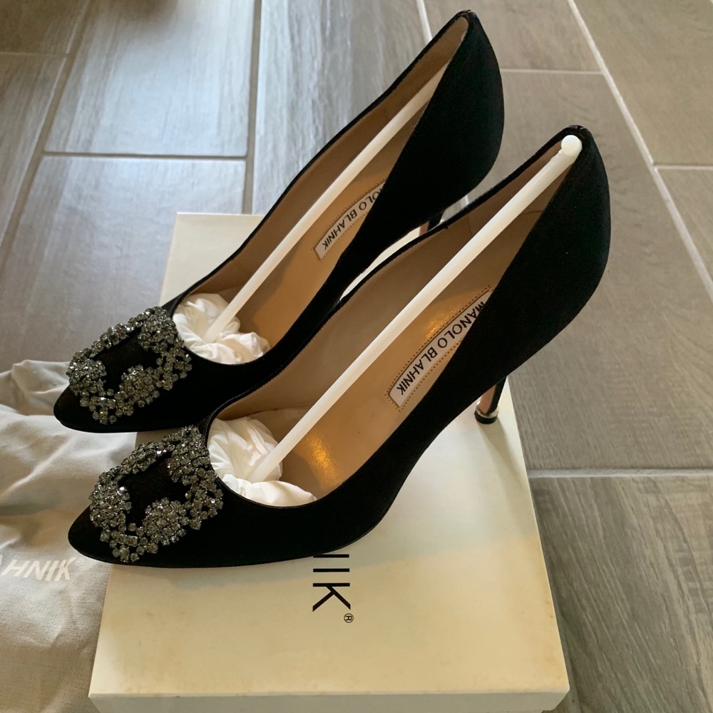 MANOLO BLAHNIK Hangisi 105mm Satin High-Heel Pump
